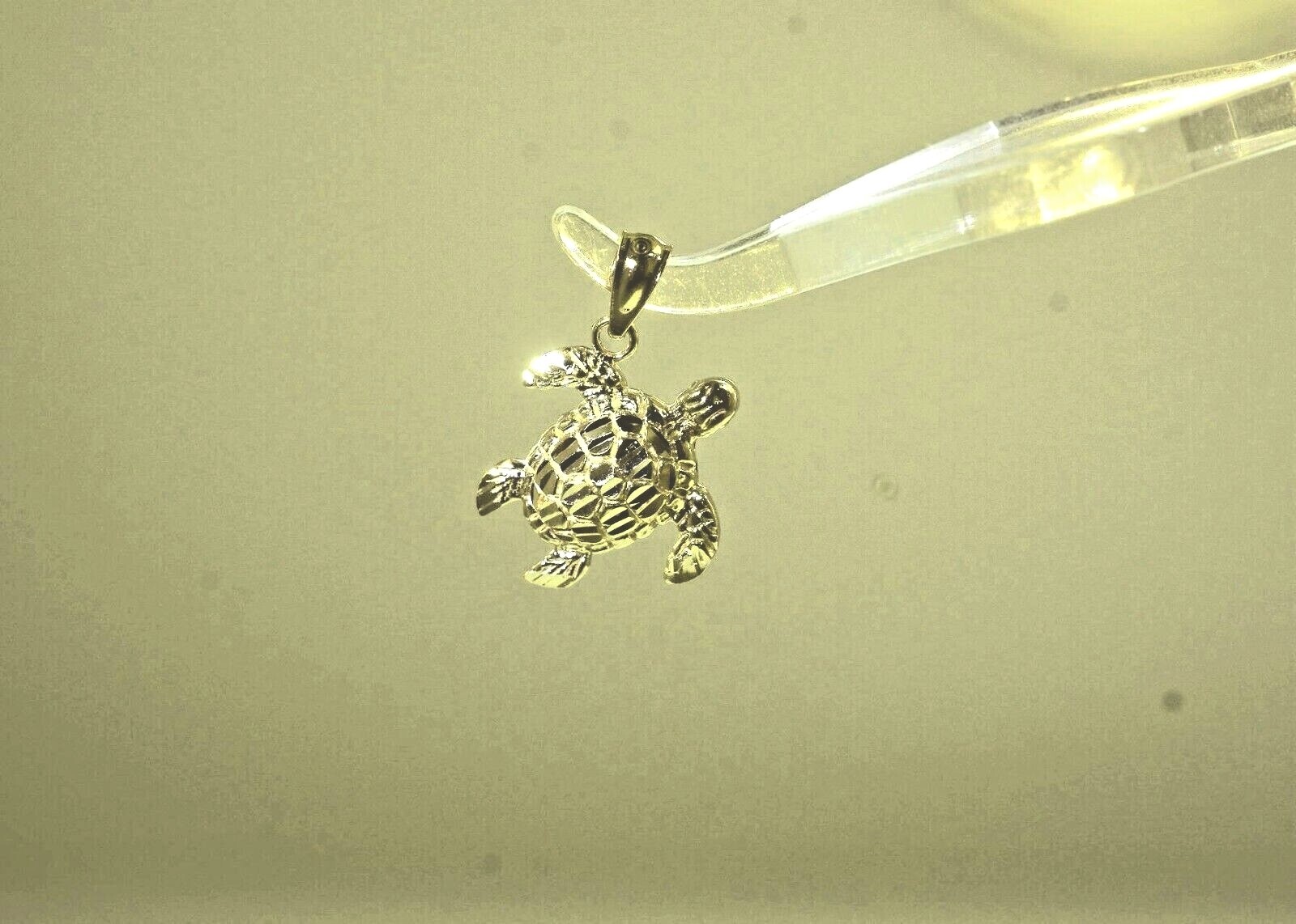 16MM SOLID 14K YELLOW GOLD SPARKLY DIAMOND CUT DC HAWAIIAN TURTLE PENDANT SML