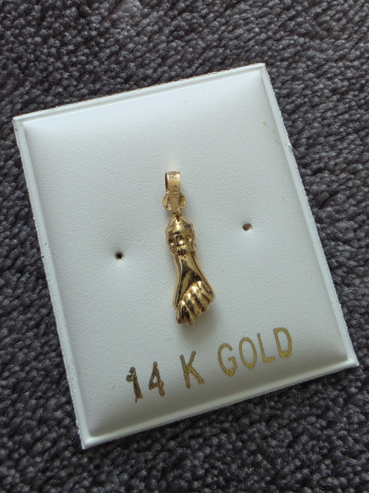 14k Gold Figa Pendant Hand For Good Luck