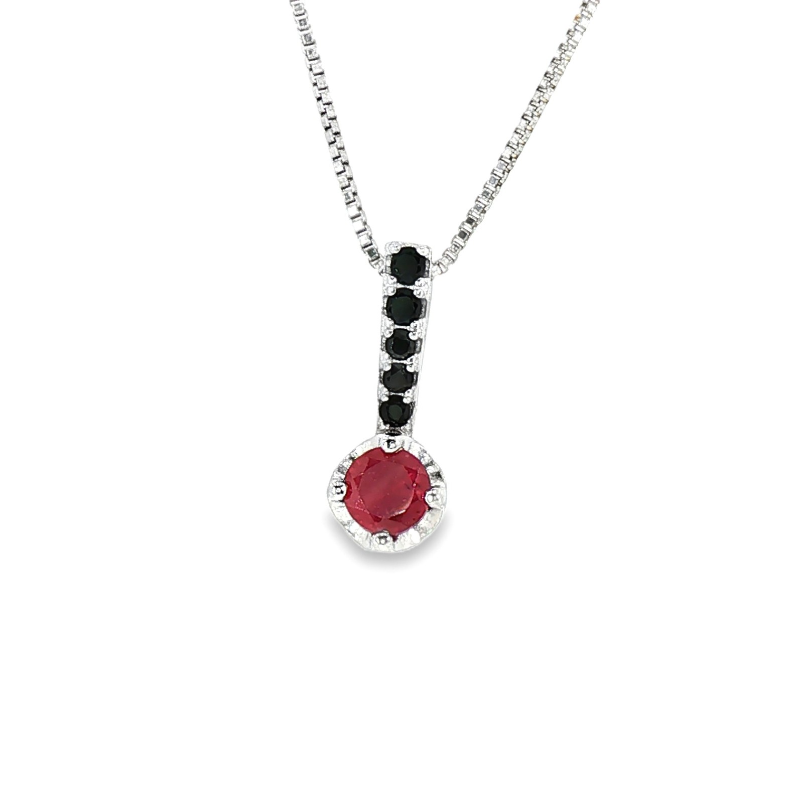925 Sterling Silver Natural Ruby Gemstone Pendant Round Top Blood Red 2.38gm