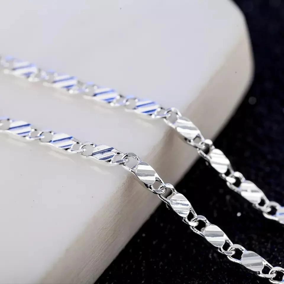 New Fashion 18k Necklace 2mm 16/18/20/22/24/26/28/30 Inch Side Chain Necklace F
