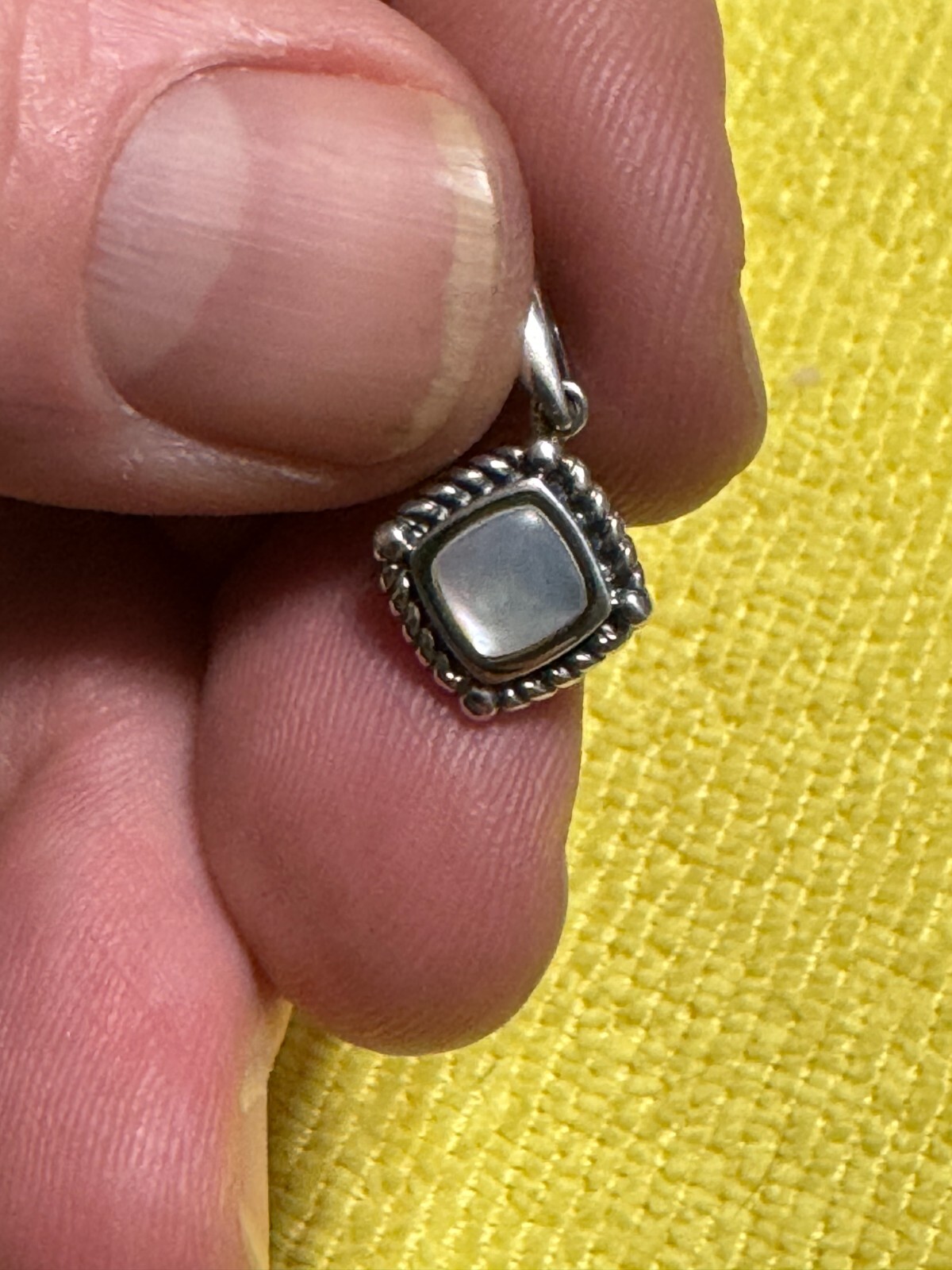 Sterling Silver Square Unknown Center Stone Charm w/free ship