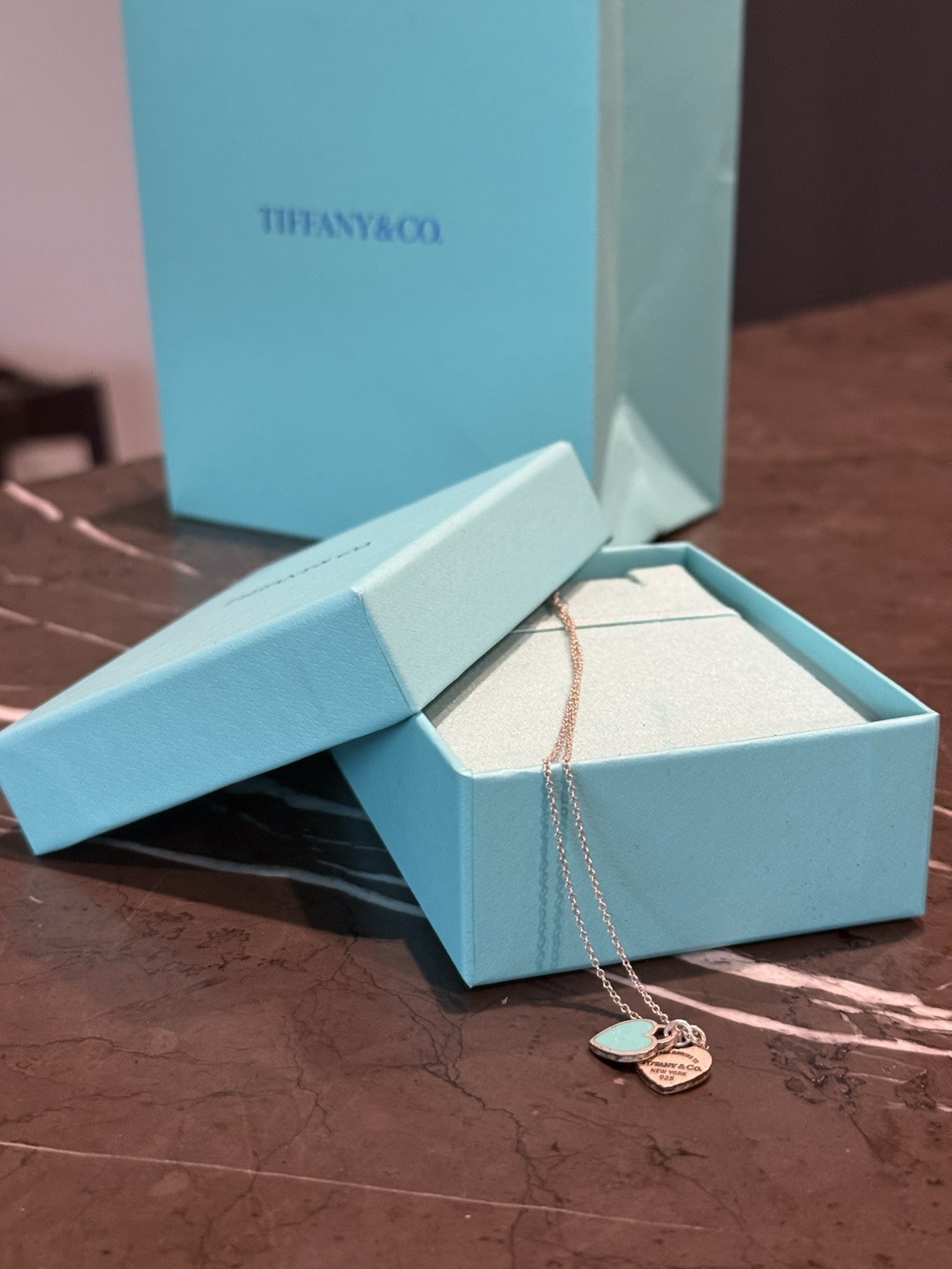 AUTHENTIC Return to Tiffany Double Heart Tag Pendant in Silver, Mini