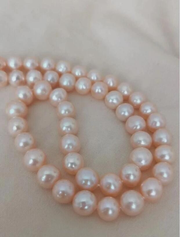 Authentic photo AAAA Akoya 8mm pink pearl 14K gold clasp 18 in necklace