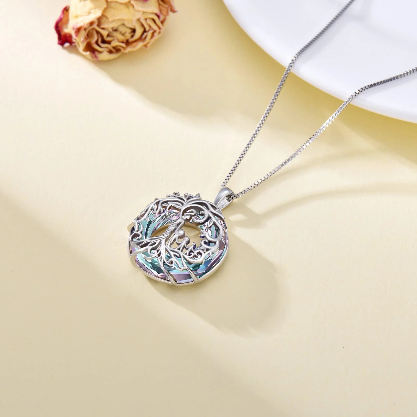 Valentines Day Gifts for Mom S925 Sterling Silver Mother and 3 Family Members Tr