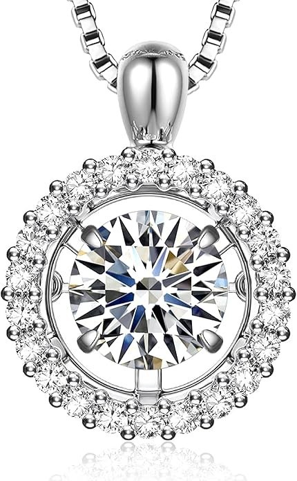 Moissanite Necklace for Women, Dancing Necklace for Anniversary Mother’s Day