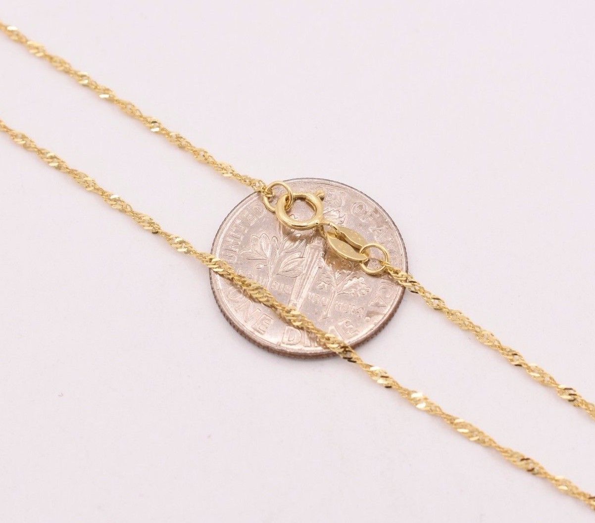 REAL 10K Yellow Gold Singapore Sparkle Chain Necklace 16″ 18″ 20″ 1.30mm