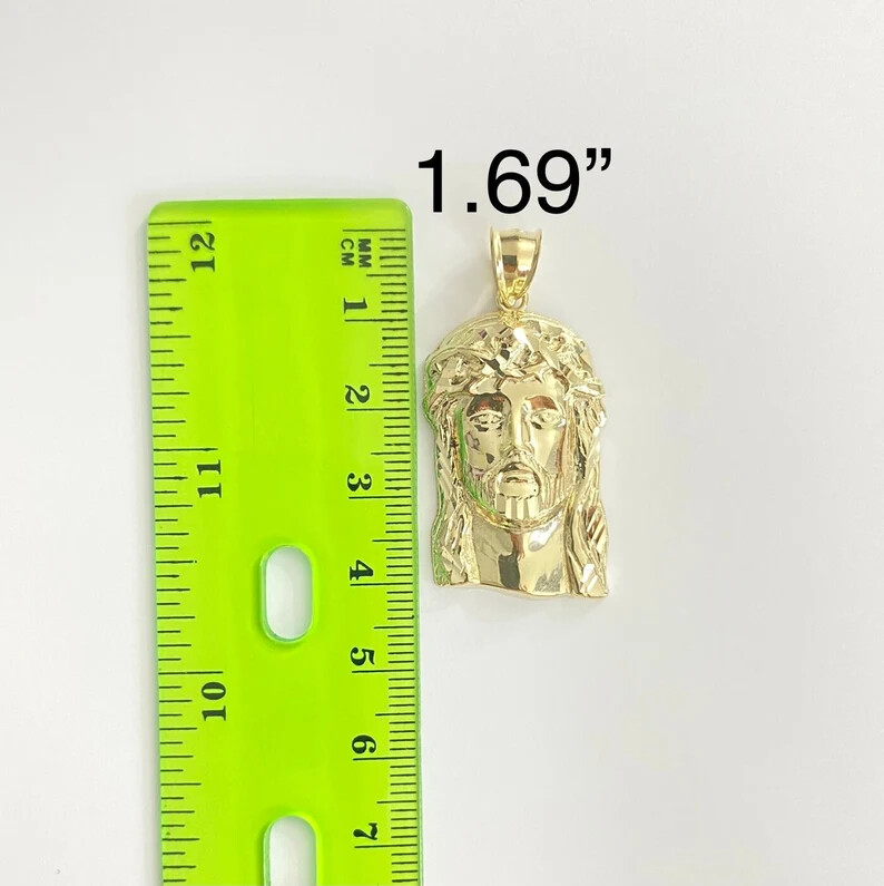 10K Solid Gold Jesus Face Pendant, 10k Real Gold Jesus Christ Pendant – GP102