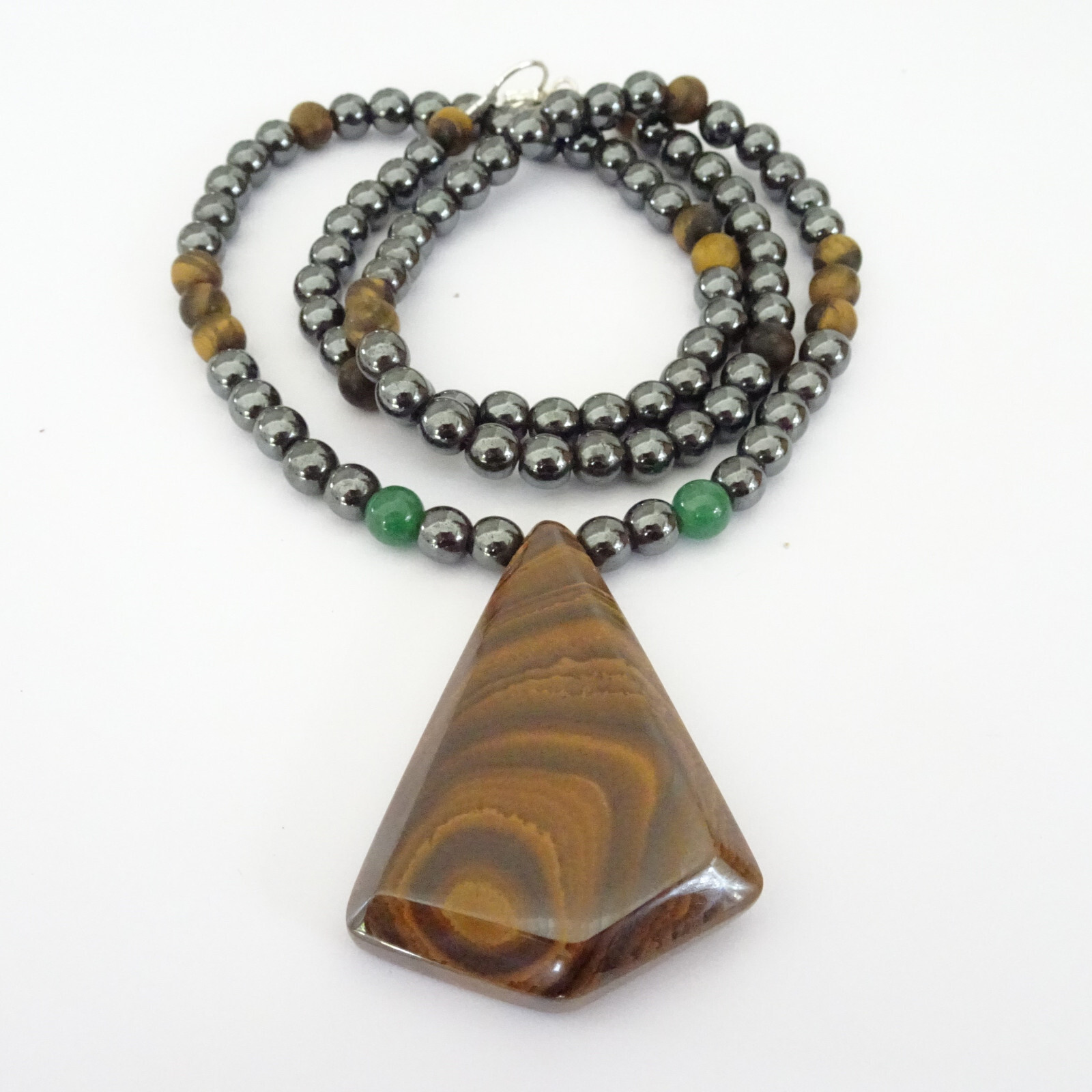 AUSTRALIAN BOULDER OPAL Beded Gemstone Necklace Hematite, Tiger Eye Unisex