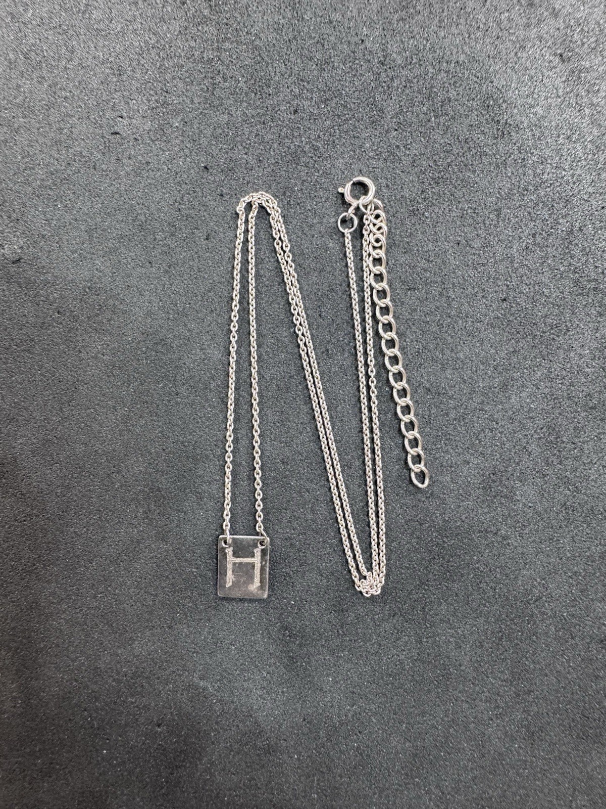 2.4g VTG Sterling Silver 925 “H” Necklace 15”-17” Jewelry lot X