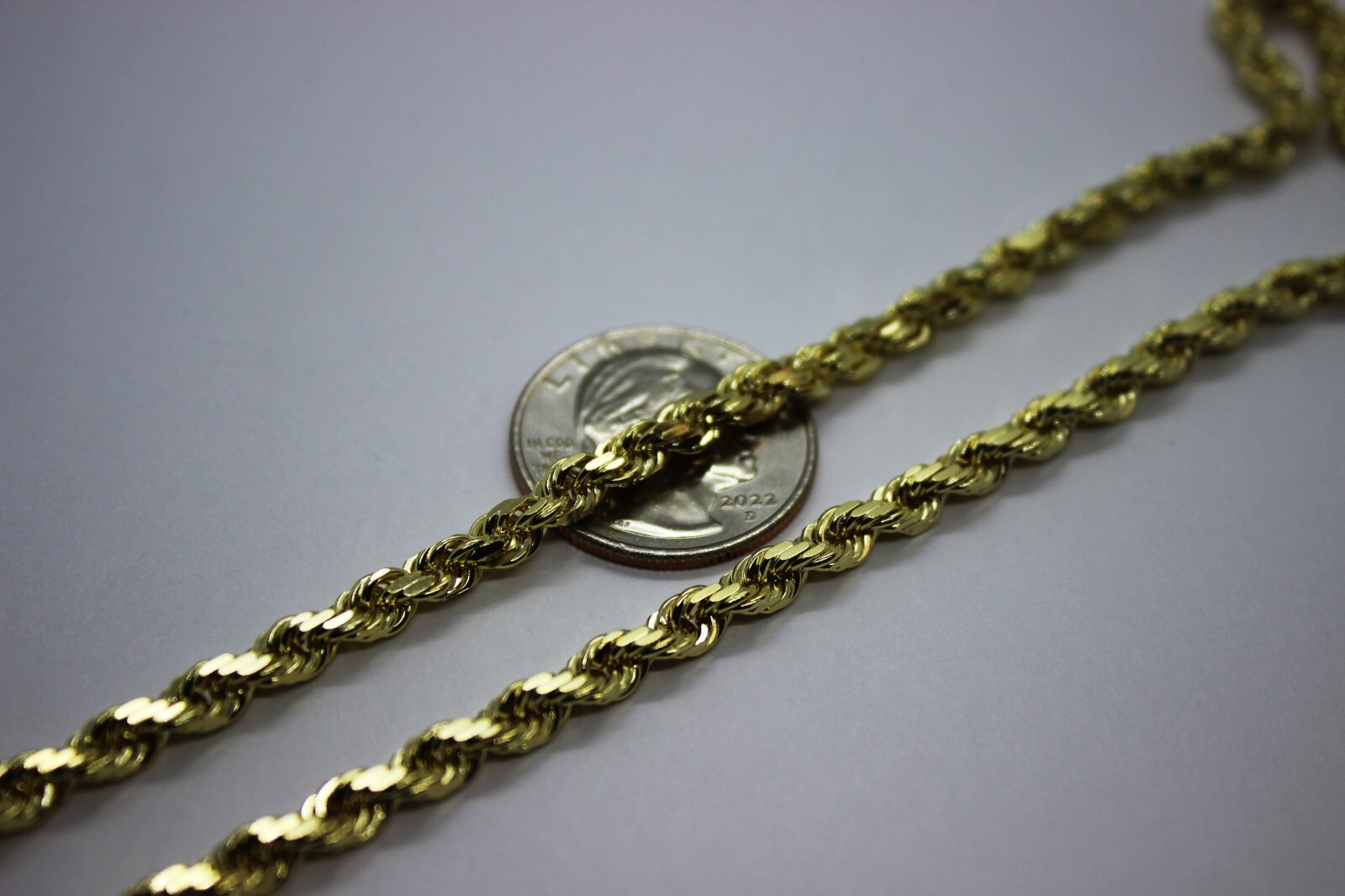10K Yellow Solid Gold Rope Diamond Cut Chain necklace bracelet 1.5mm-5mm 7″-30″