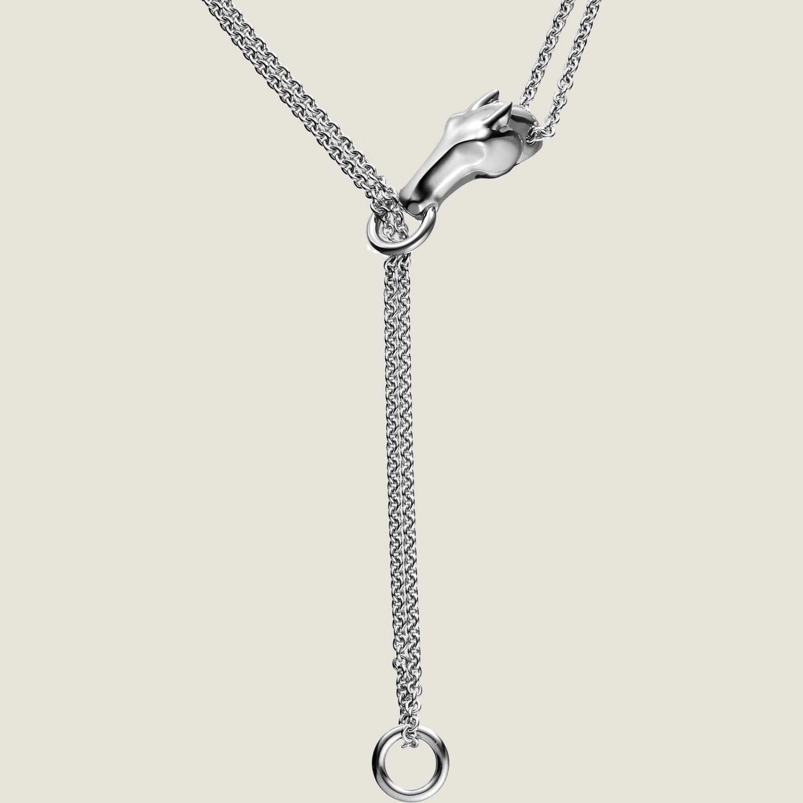 $3,700 HERMES Galop Sterling Silver LONG Necklace LARGE Model 70 cm