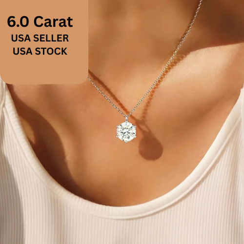6.0 Ct Pendant Necklace Stunning Brazil Sapphire 925 Sterling Silver 18″ Chain