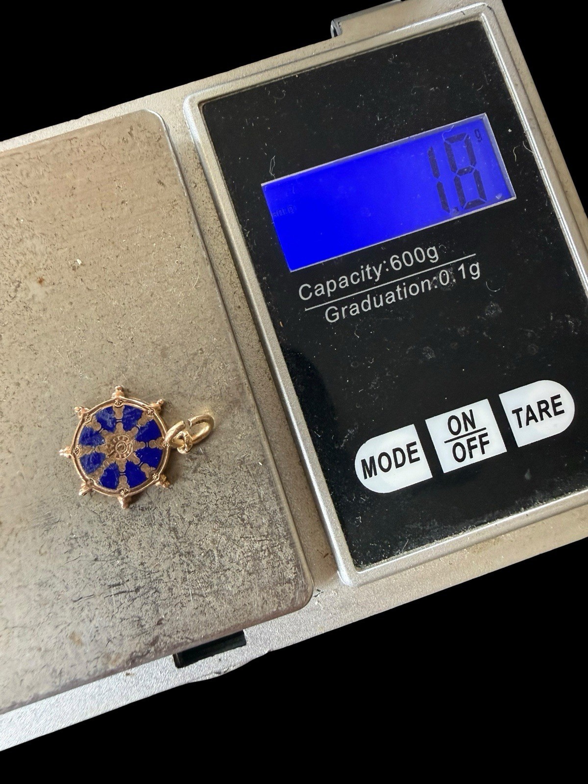 Vintage Balfour 10k Gold Buddhist Dharmachakra Wheel Charm Pendant 1/2” Signed