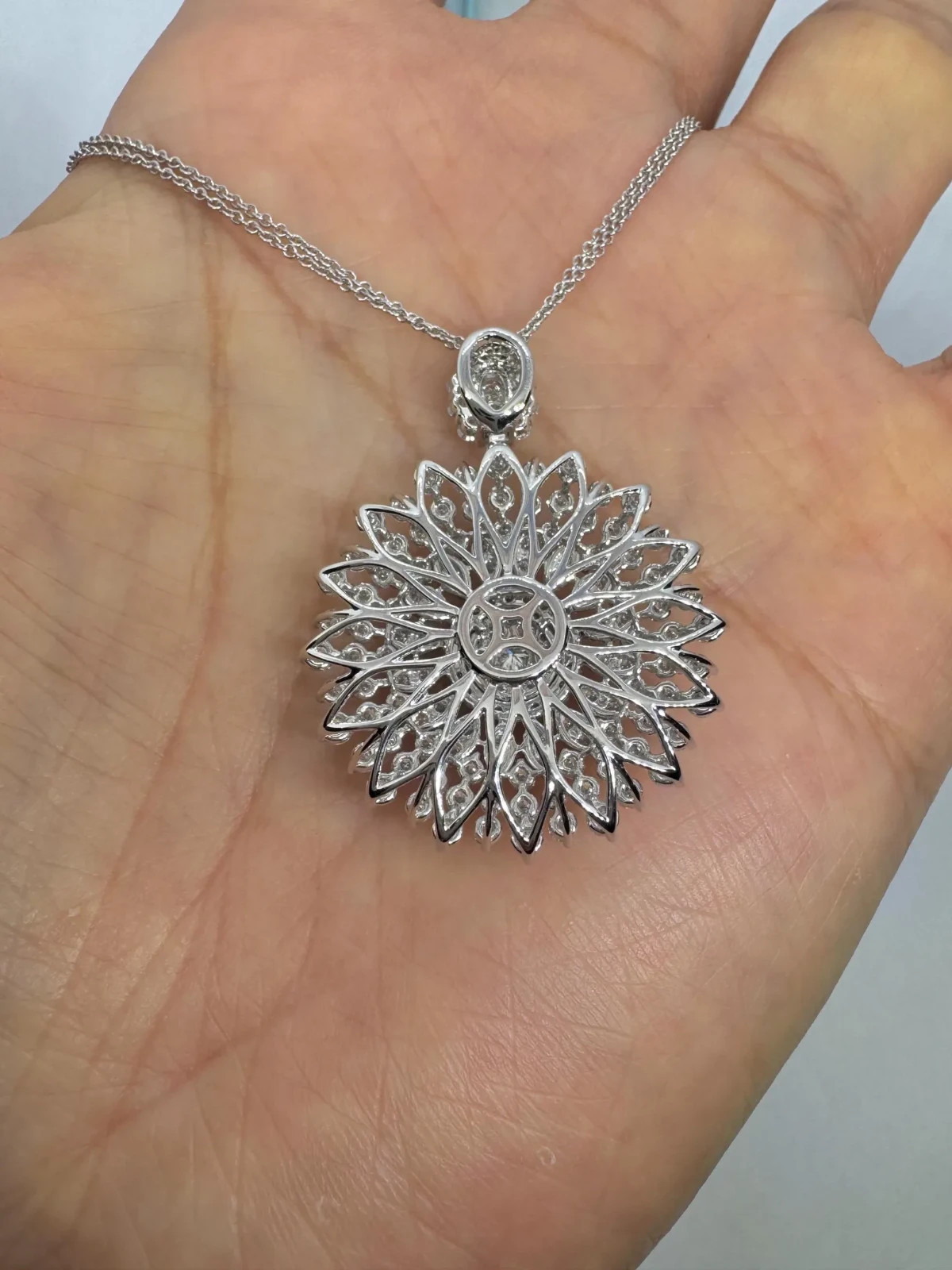 Gorgeous 4Ct Round Moissanite Statement Starburst Pendant 14k White Gold Plated