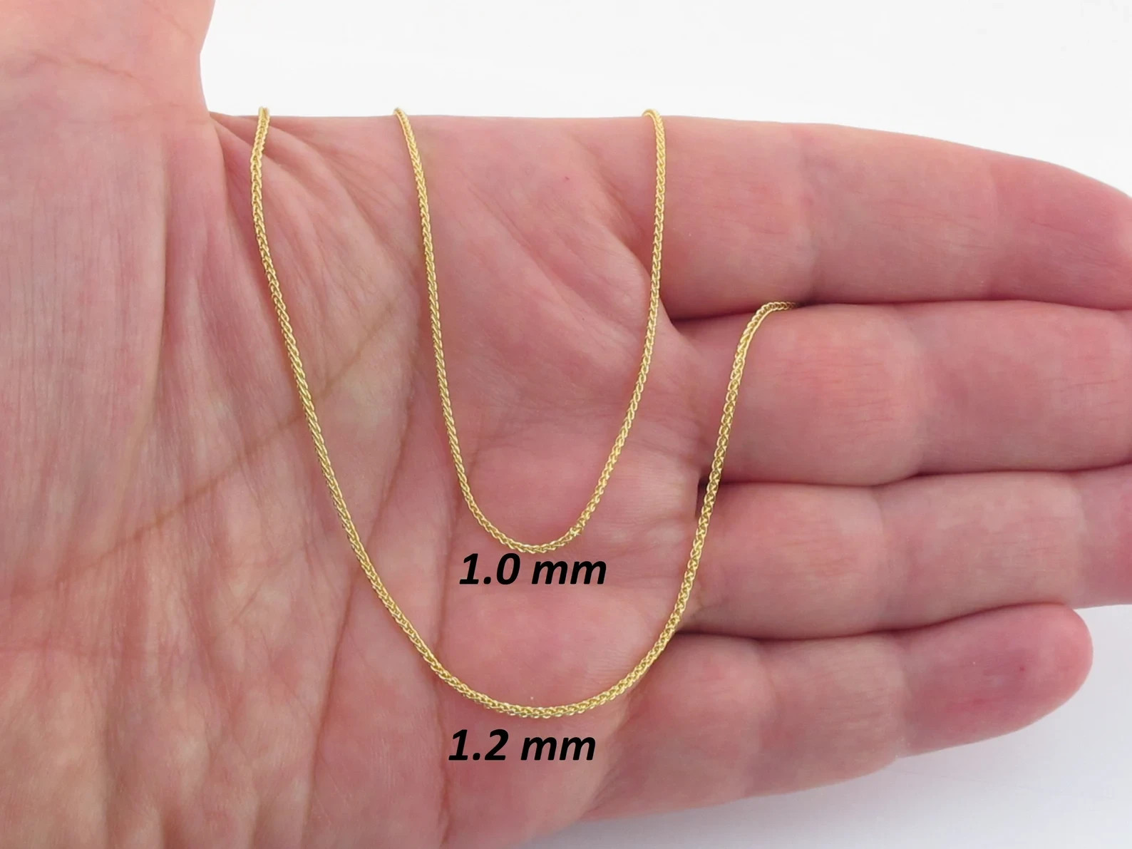 14k Solid Yellow Gold Wheat Chain Necklace ( 16-24 inch )
