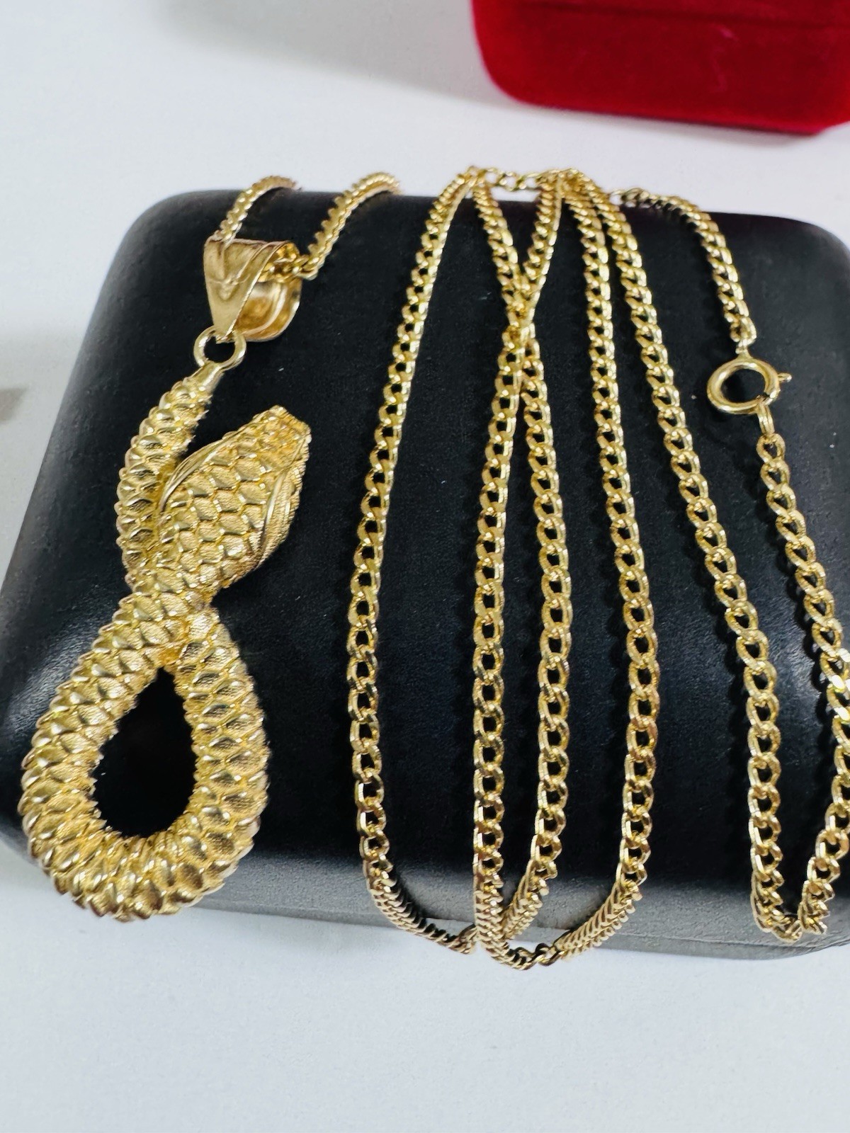 18K 750 Real Fine Mens Women’s Gold Snake Set Necklace 23.5/24” long 2.2mm 9.26g