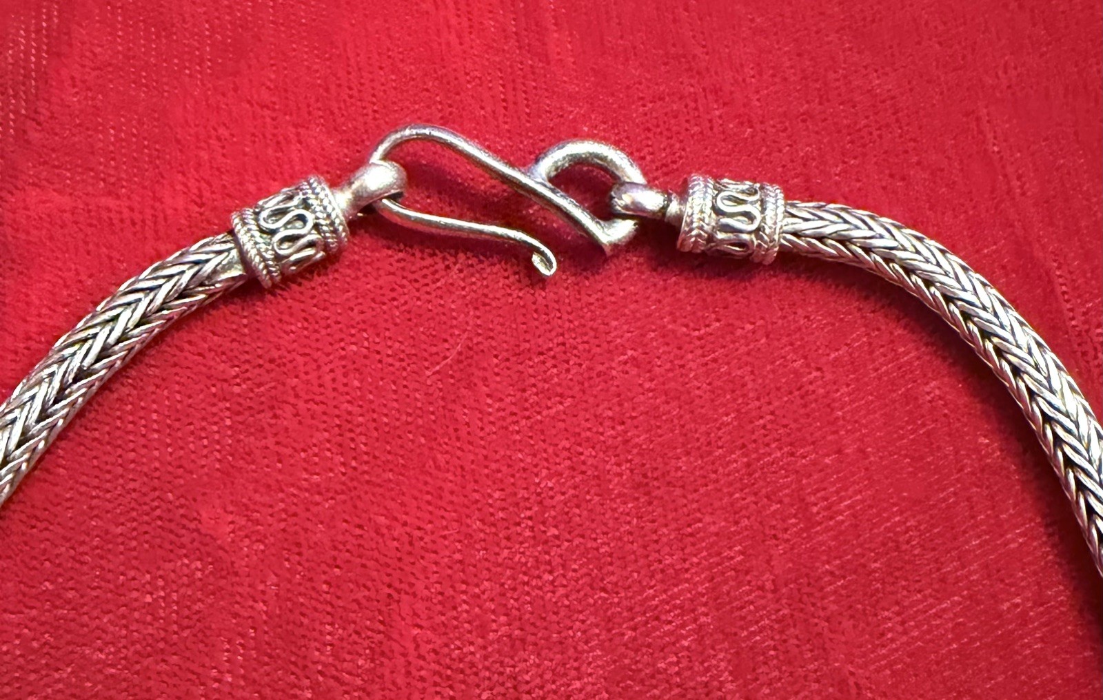 Vtg 925 Sterling Silver Balinese Foxtail Wheat Woven Cable Link Necklace 18″ 37g