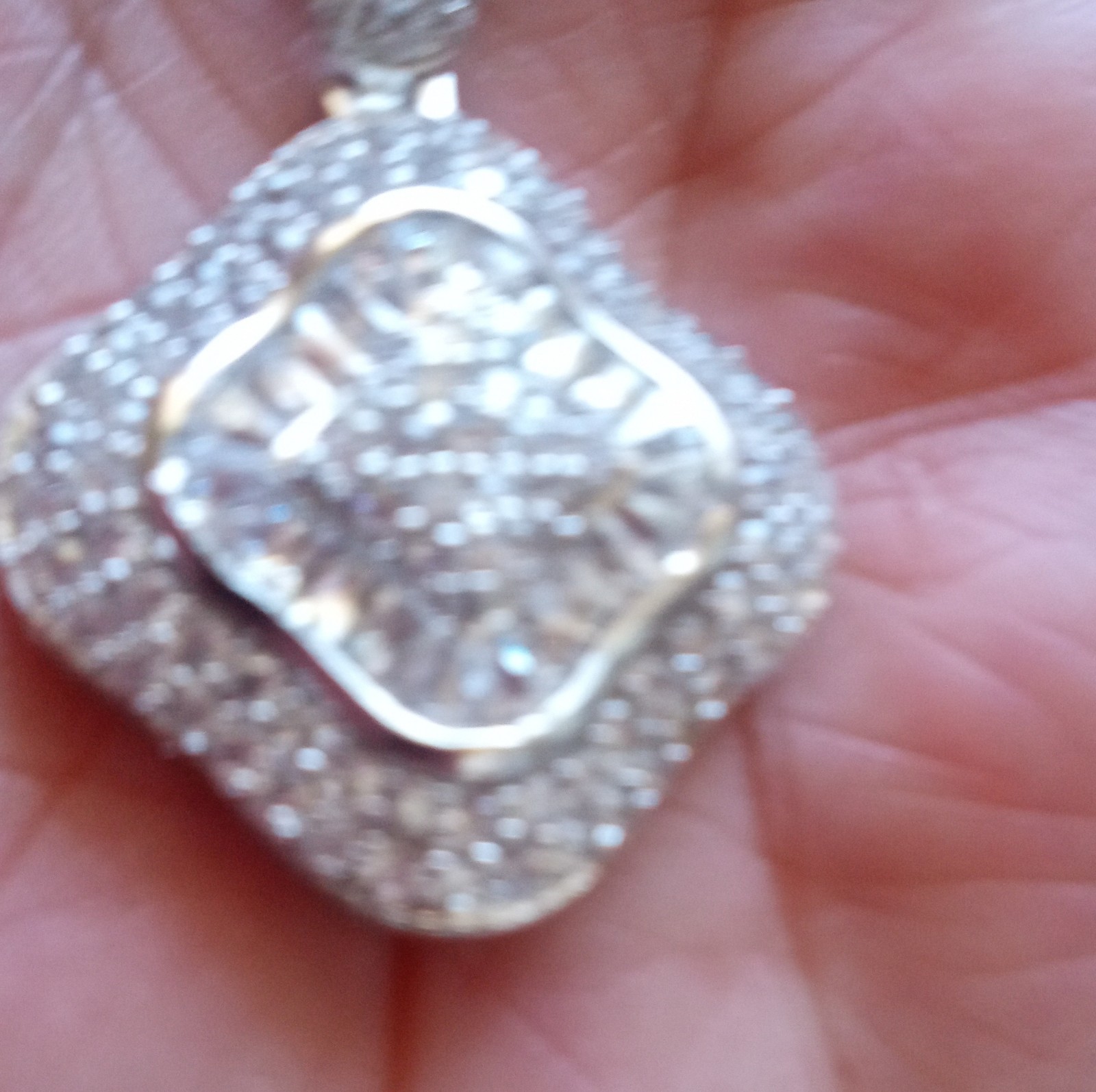 Square Moissanite Cluster Pendant in Sterling Silver 925, White Gold Look, New