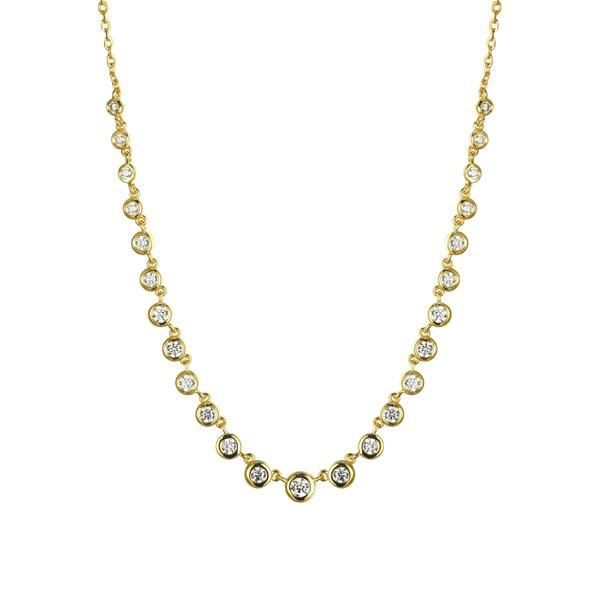 Gold on Silver Station Necklace Cubic Zirconia Hallmarked Womens Jewellery Gift