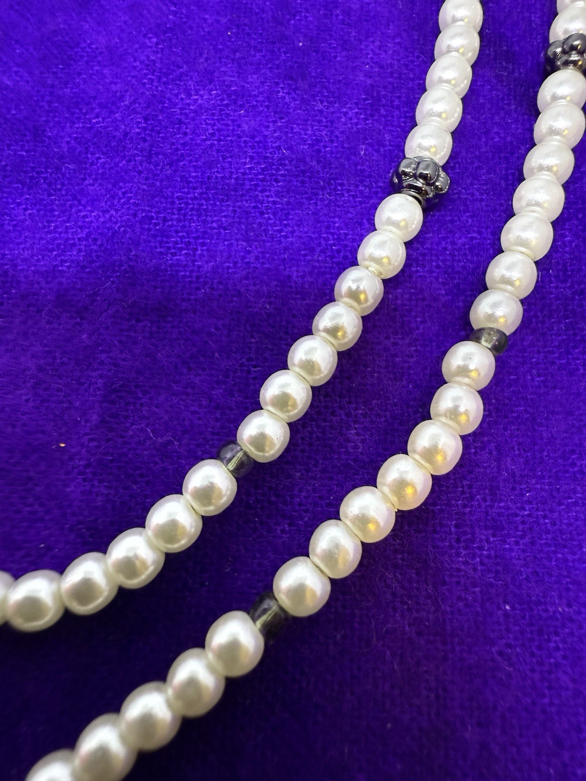 34 Inch Long Small Freshwater Pearl Necklace, Alloy Metal, 1mm Ea. Pearl