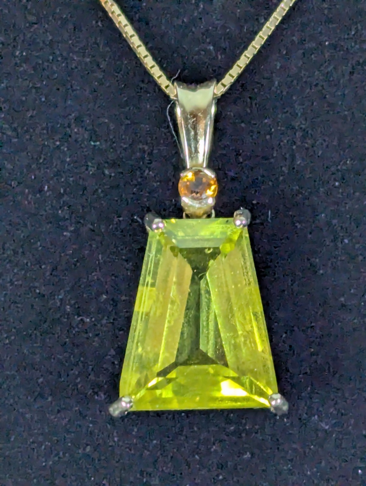 Vintage 14K SOLID Yellow Gold Peridot, Lemon Quartz or Yellow Topaz Pendant Gift