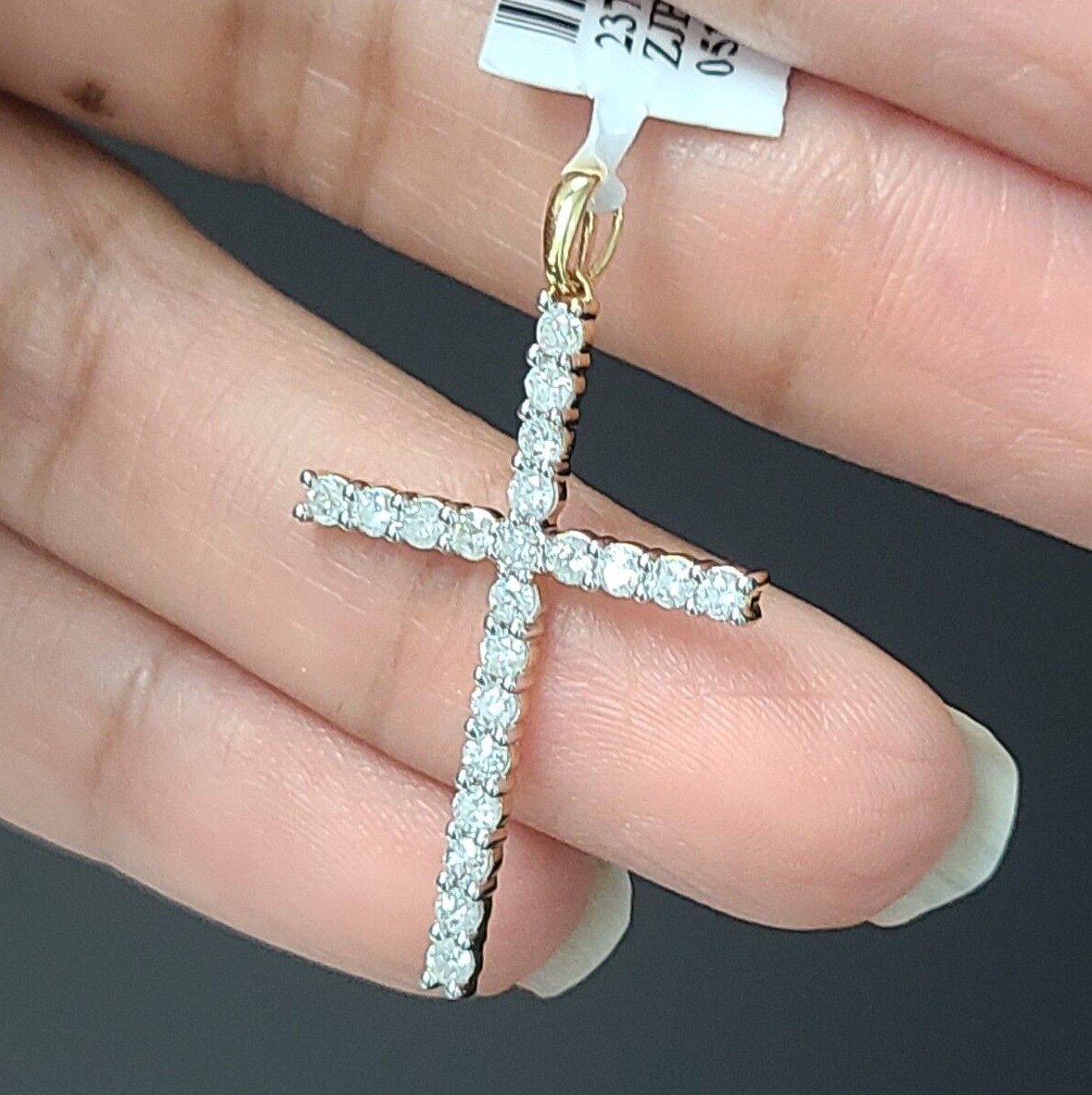 Deal! 0.75CTW GENUINE DIAMOND CLUSTER CROSS PENDANT CHARM IN 14K GOLD 34MM
