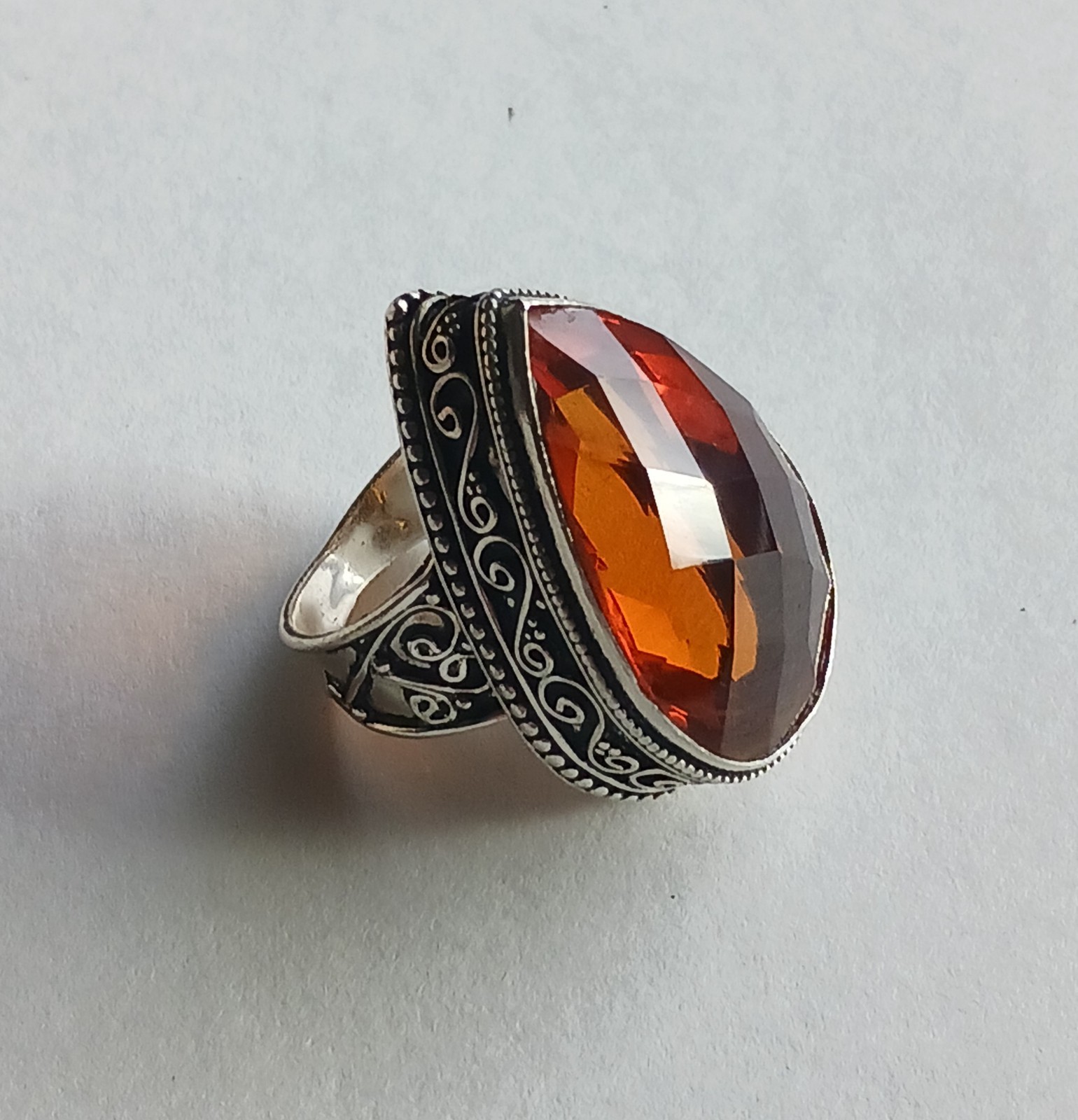womens sterling silver .925 Citrine gemstone ring Artisan sz. 7.5