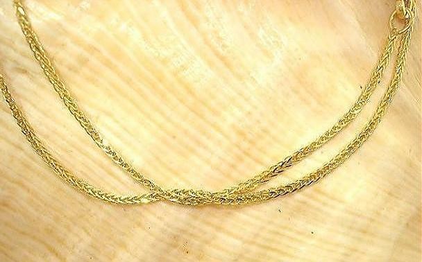 1.5MM ITALIAN SOLID 14K YELLOW GOLD DC SPIGA SQUARE WHEAT CHAIN NECKLACE 16-24″