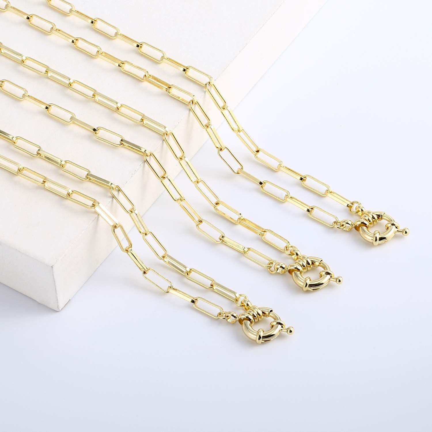Oval Link Chain Gold Plated Necklace 20 Inches Women’s Layered Paperclip Design