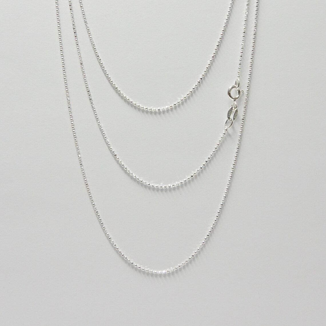 925 Sterling Silver 1mm Ball Bead Chain Necklace – Made In Italy – All Sizes