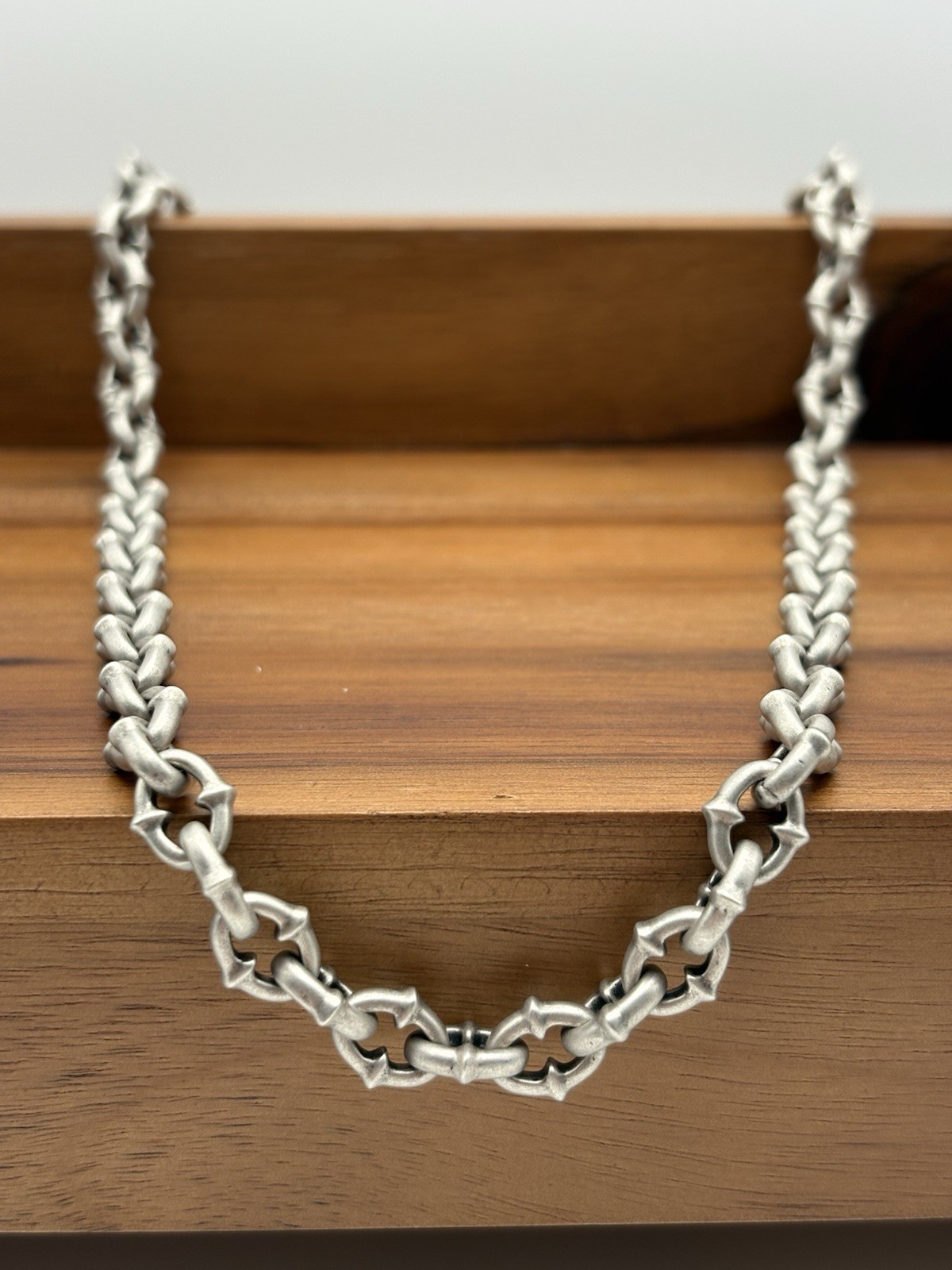 HEAVY SPIKE CHAIN STERLING SILVER 925 CABLE LINK NECKLACE 18+4 INCH 22 9MM 63.8G