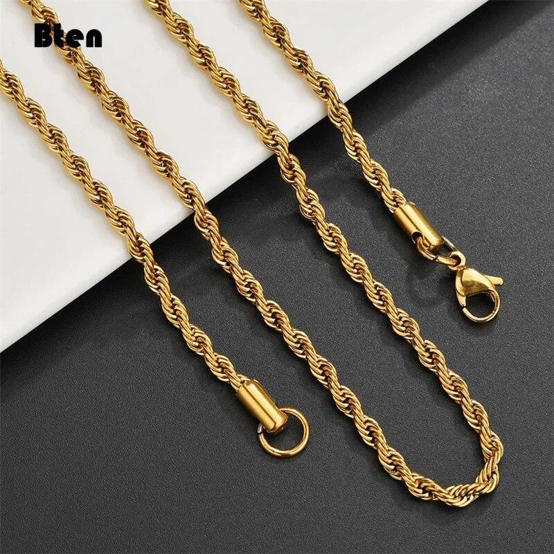 Solid Sterling Gold Silver Italian Rope Chain Men’s Necklace 2-5mm – Diamond Cut