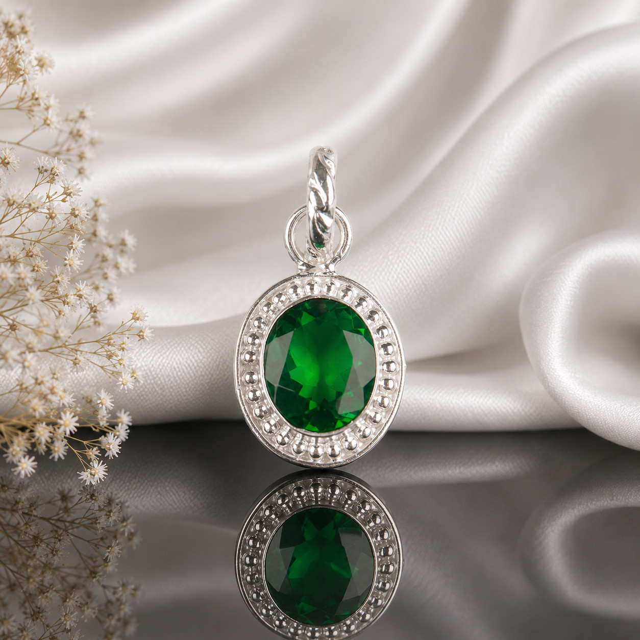 Chrome Diopside Gemstone 925 Solid Silver Designer Pendent 1.20″ Gift For Women