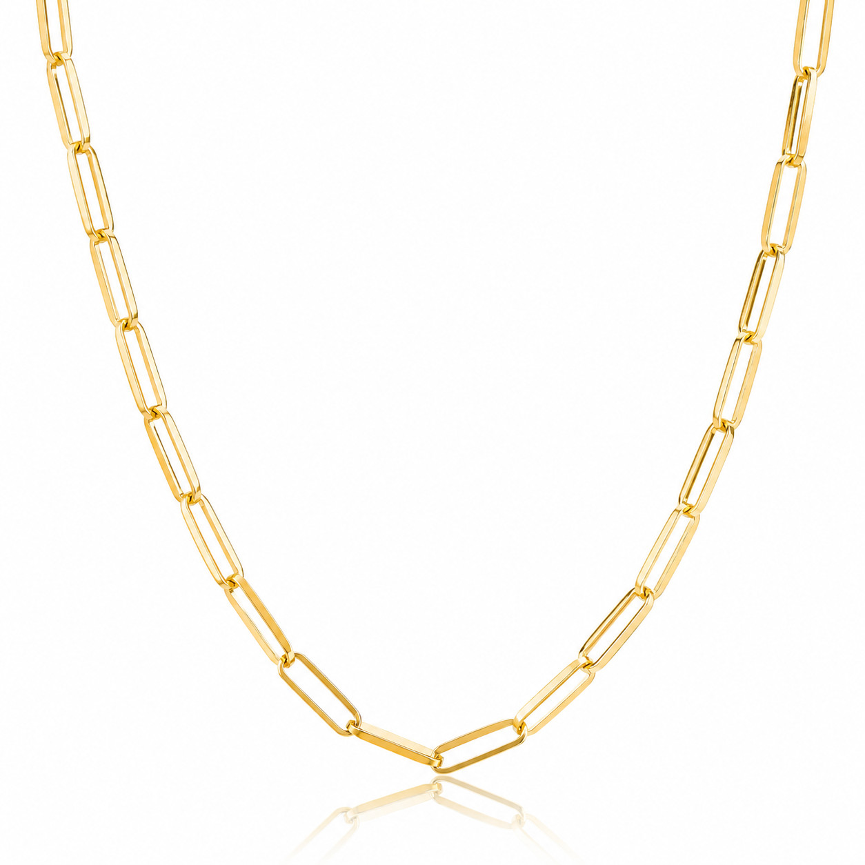 18ct Gold Plated 925 Sterling Silver Paperclip Chain Necklace Adjustable 16-18″