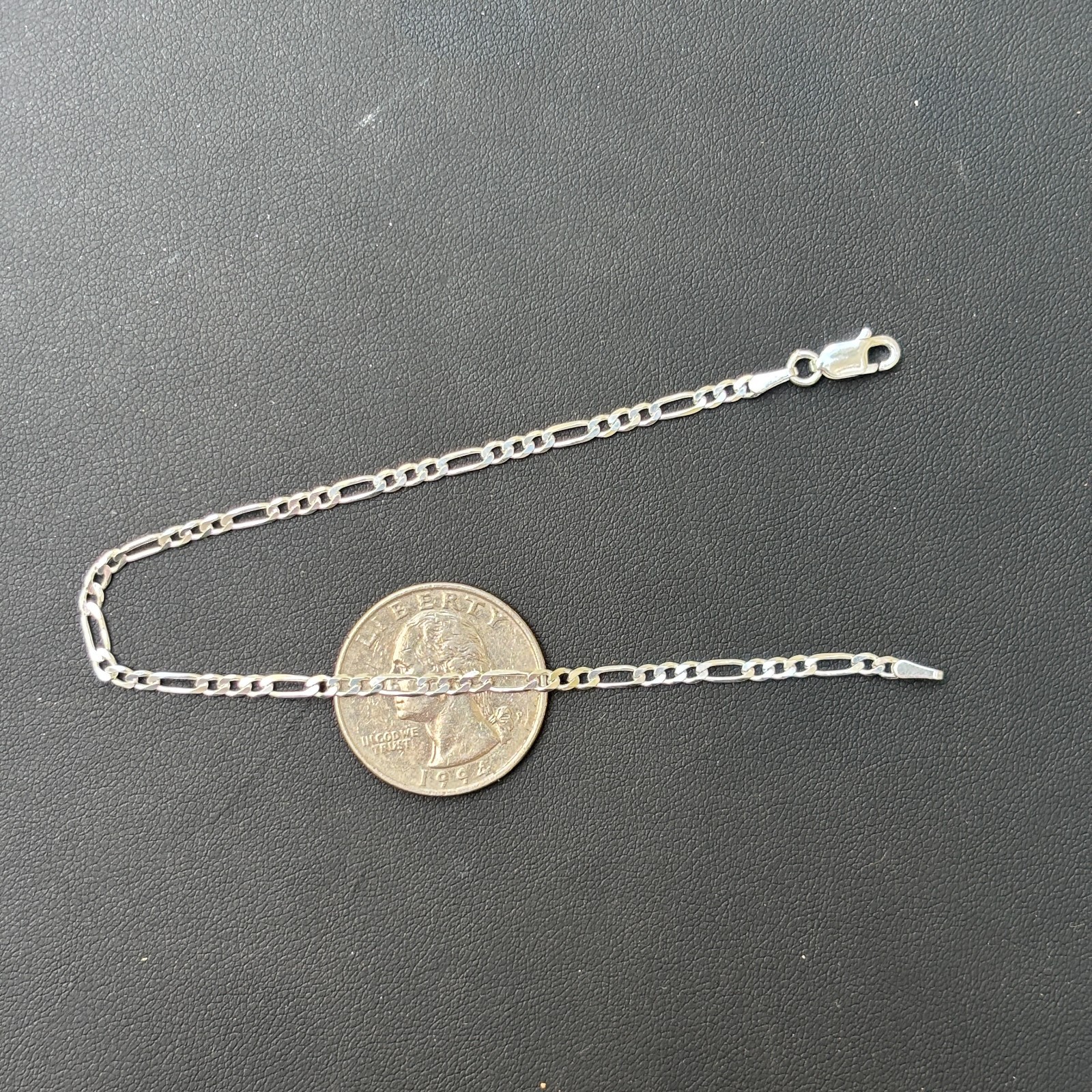 2.5mm Figaro Bracelet Link – Real Solid 925 Sterling Silver Or 14k Gold Vermeil