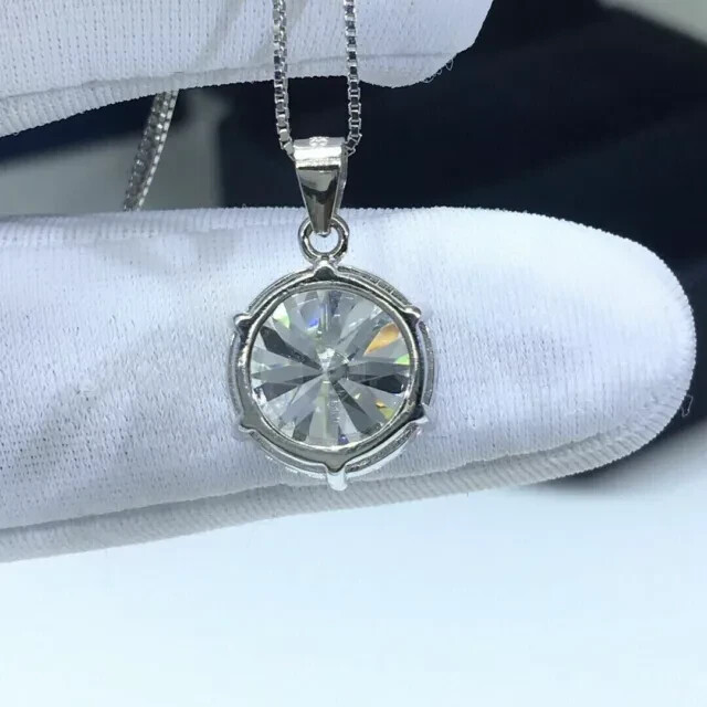4.00Ct Round Cut Lab Created Diamond Solitaire Pendant 14K White Gold Finish