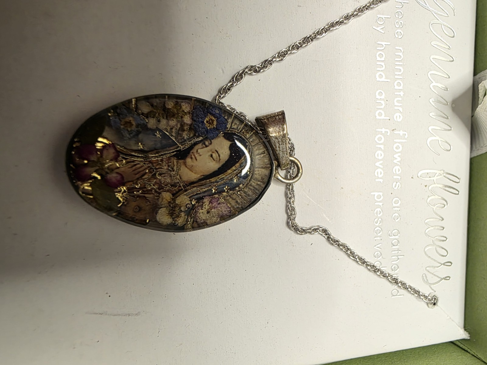 Seed & Sage Sterling Silver Mary Real Flower Necklace Original Box Never Worn