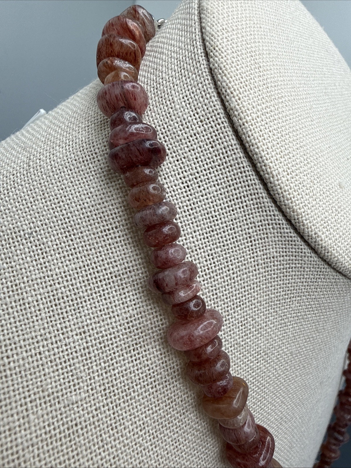 Jay King Natural Nigerian Strawberry Quartz 925 Heart Pendant Necklace