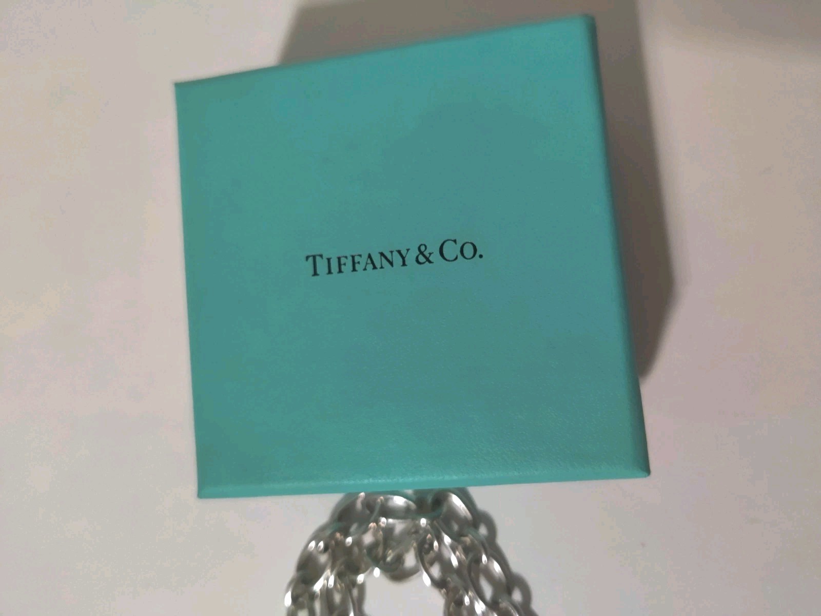 Tiffany & Co Italy Oval Link Clasping Ends Necklace Silver 925 W Box 18 inch