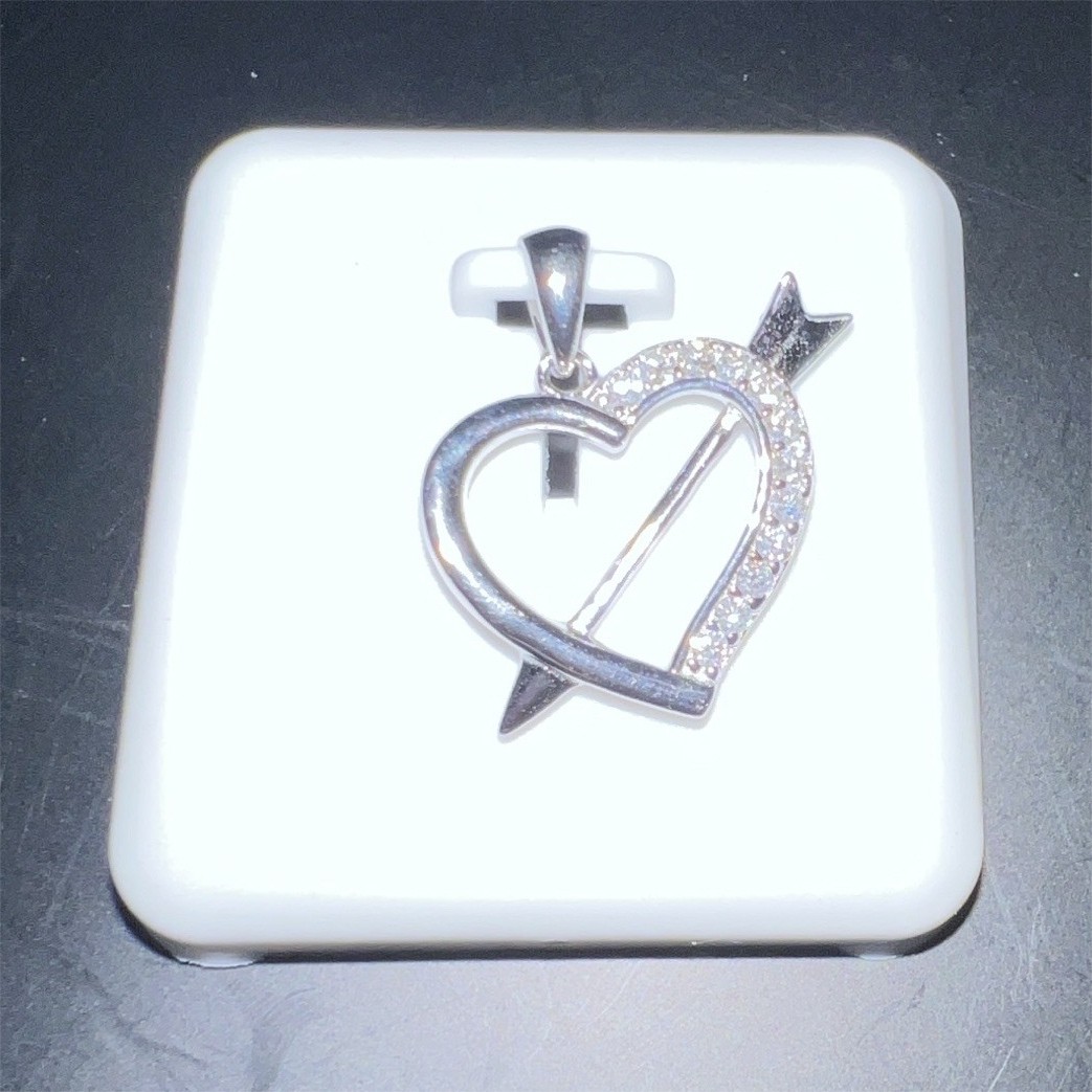 Sterling Silver 925 Moissanite Heart Charm Pendant White/Colorless 1.00 CTW