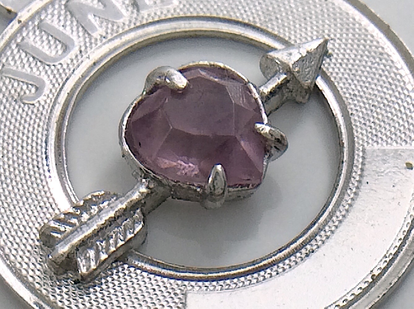 Birthday Month of June Pink Stone Arrow Silver Charm Pendant 1.7g 0.75in I957
