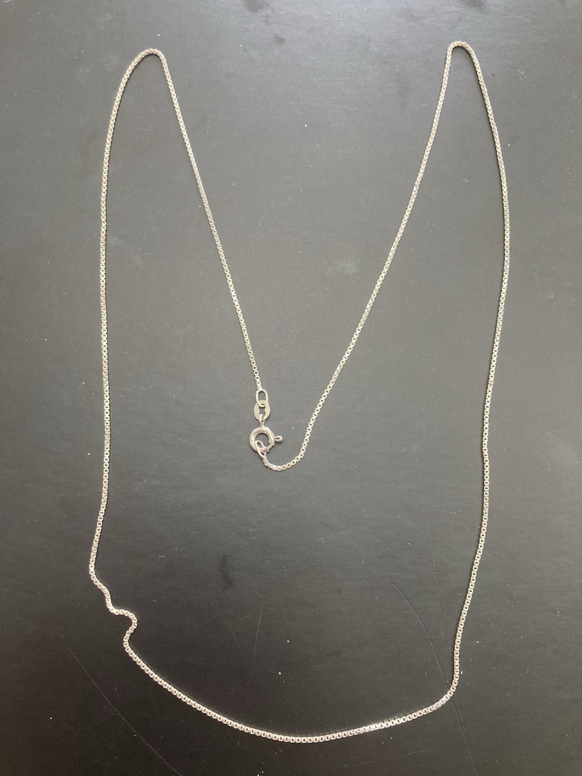 Chain Necklace Sterling Silver 25″ Box Link 925 ” 1mm Drapes Nice Italy FAS Long