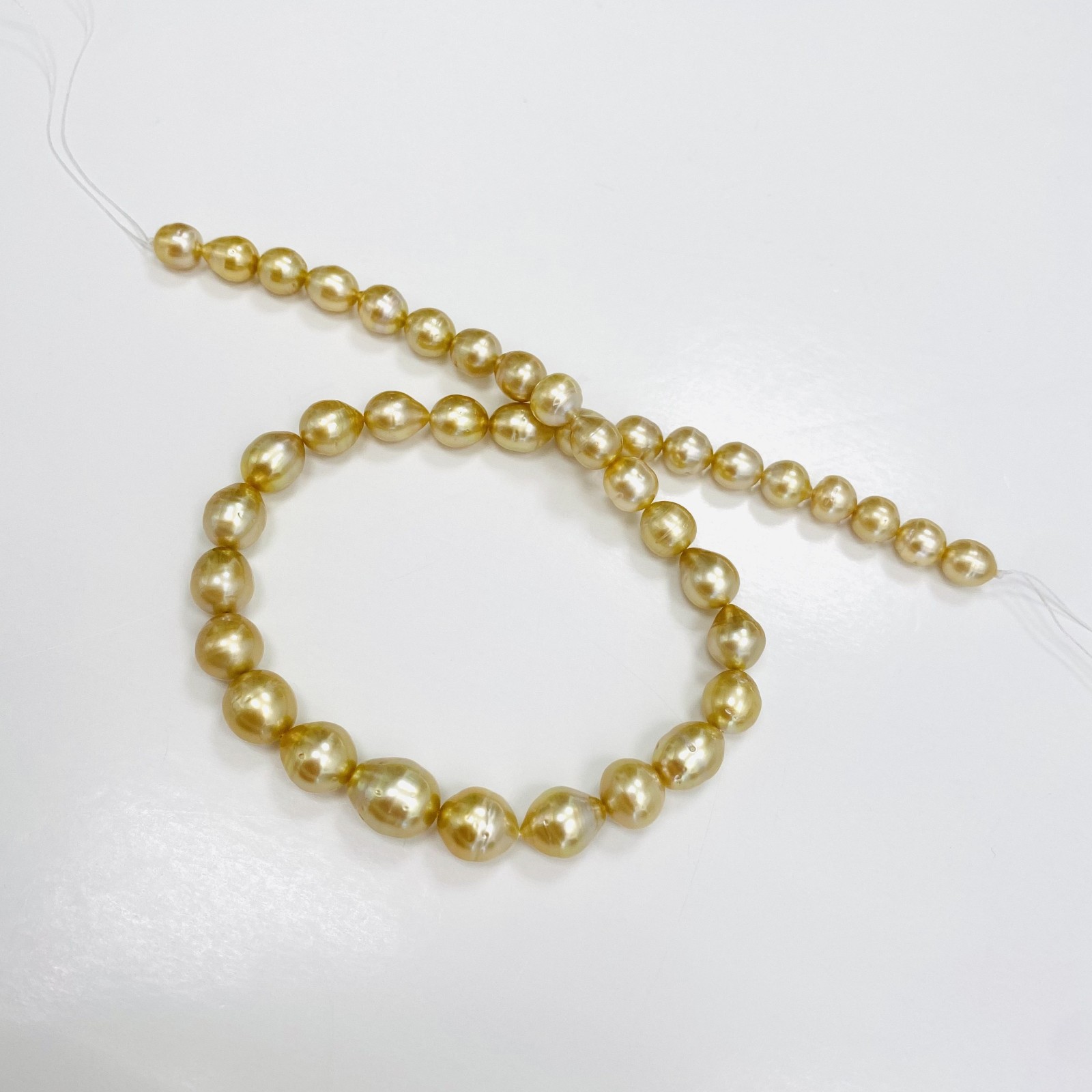 Golden South Sea Pearl Necklace Loose Strand 8mm to 11mm Drops/Ovals/Buttons Mix