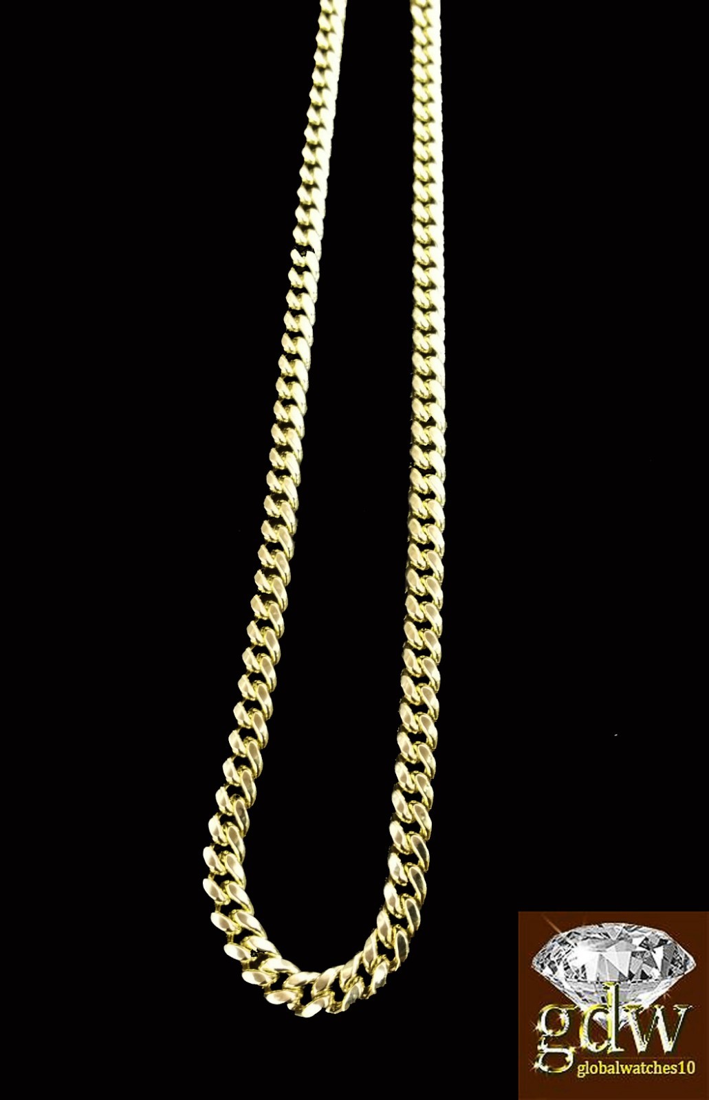 10k Gold Miami Cuban Chain Necklace 22″ Inch Men Women Link 4mm Real 10k Gold
