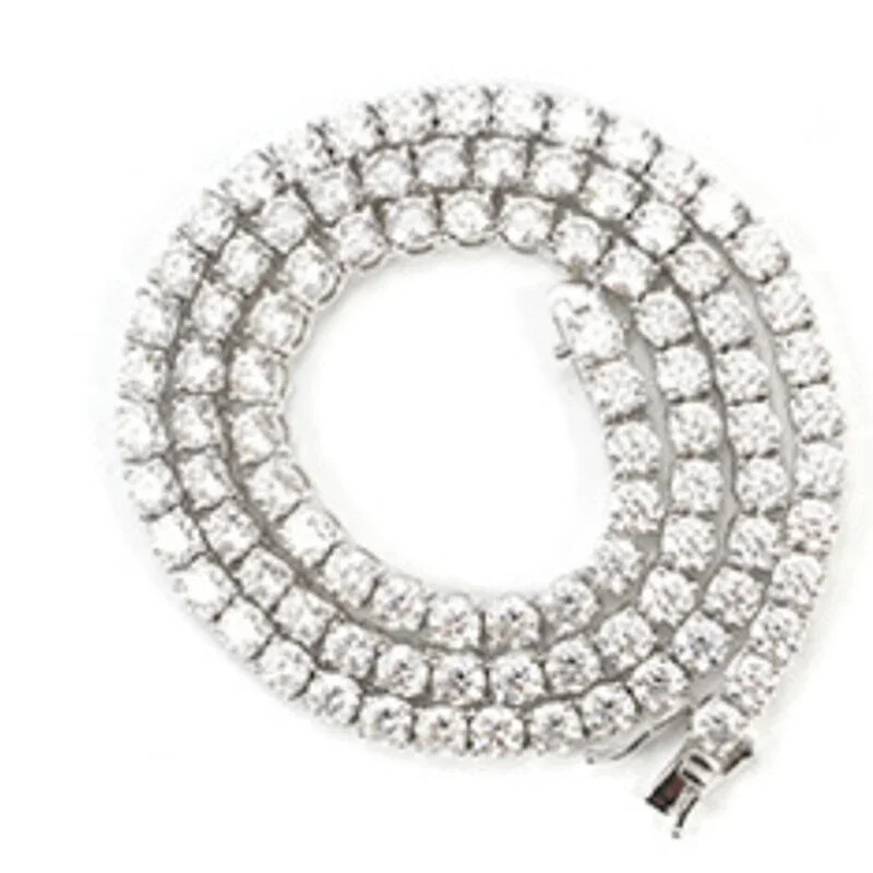 All Size Real Moissanite Tennis Chain Necklace S925 Sterling Silver Tennis Chain
