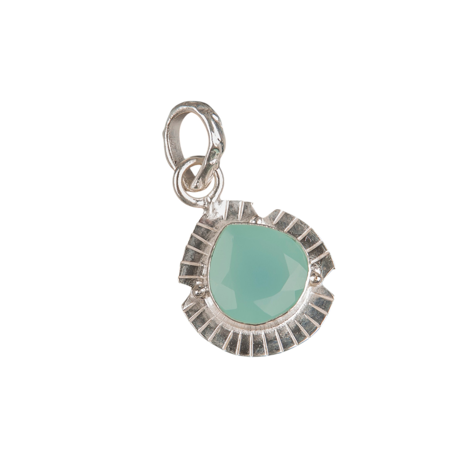 Aqua Chalcedony Gemstone 925 Sterling Silver Chain Pendent 1.15″ For Anniversary