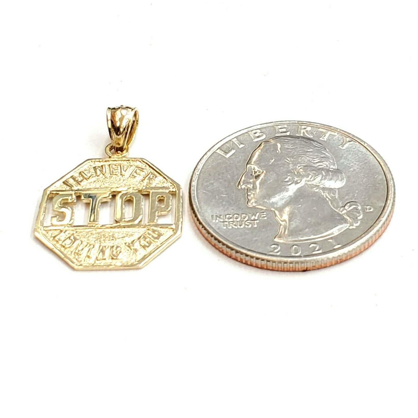 14k yellow Gold I’ll never stop loving you Pendant charm gift fine jewelry 1.6g