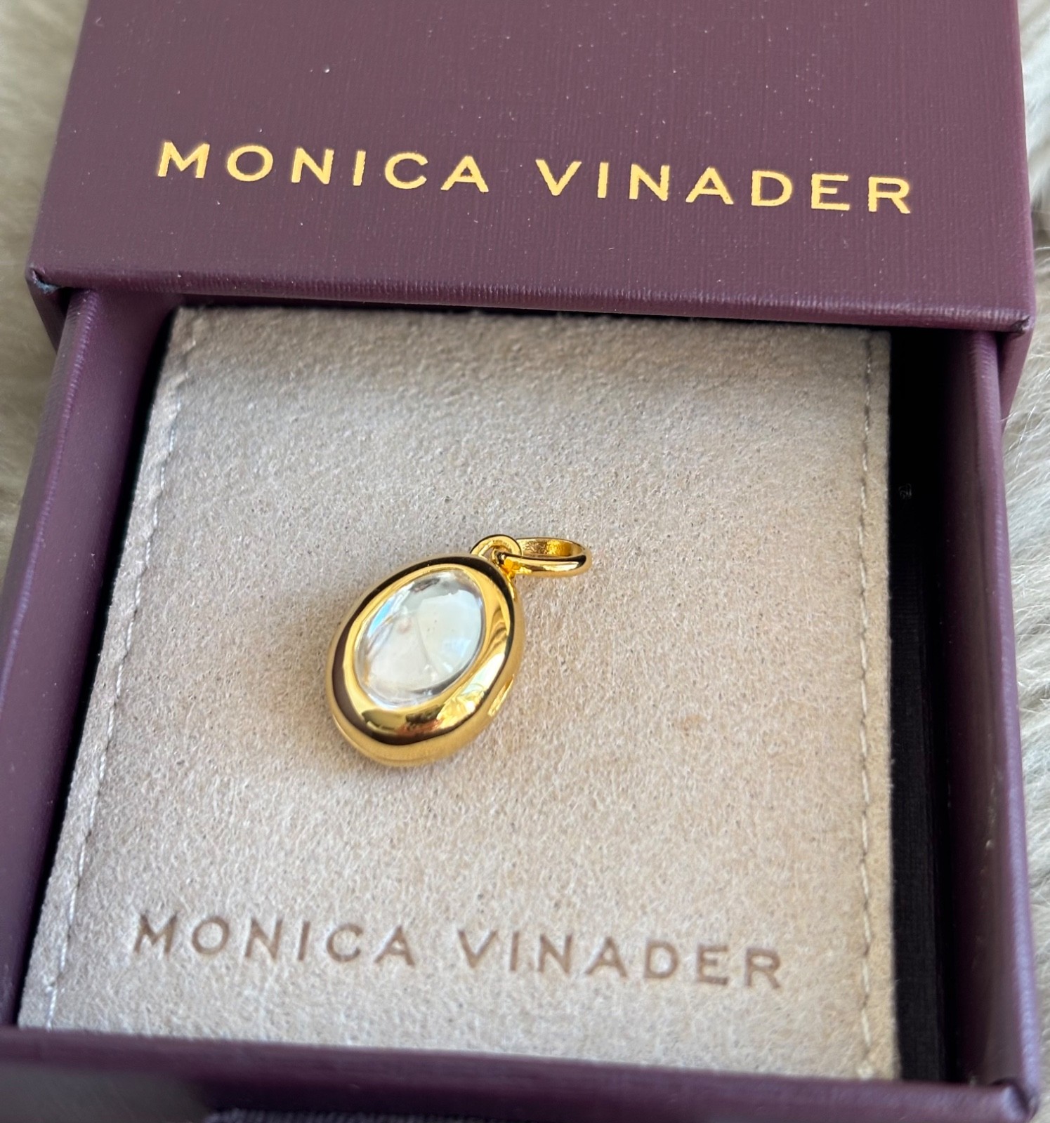 MONICA VINADER 💎 Locket 18k Gold & Rock Crystal RRP £99 Pre-Engraved