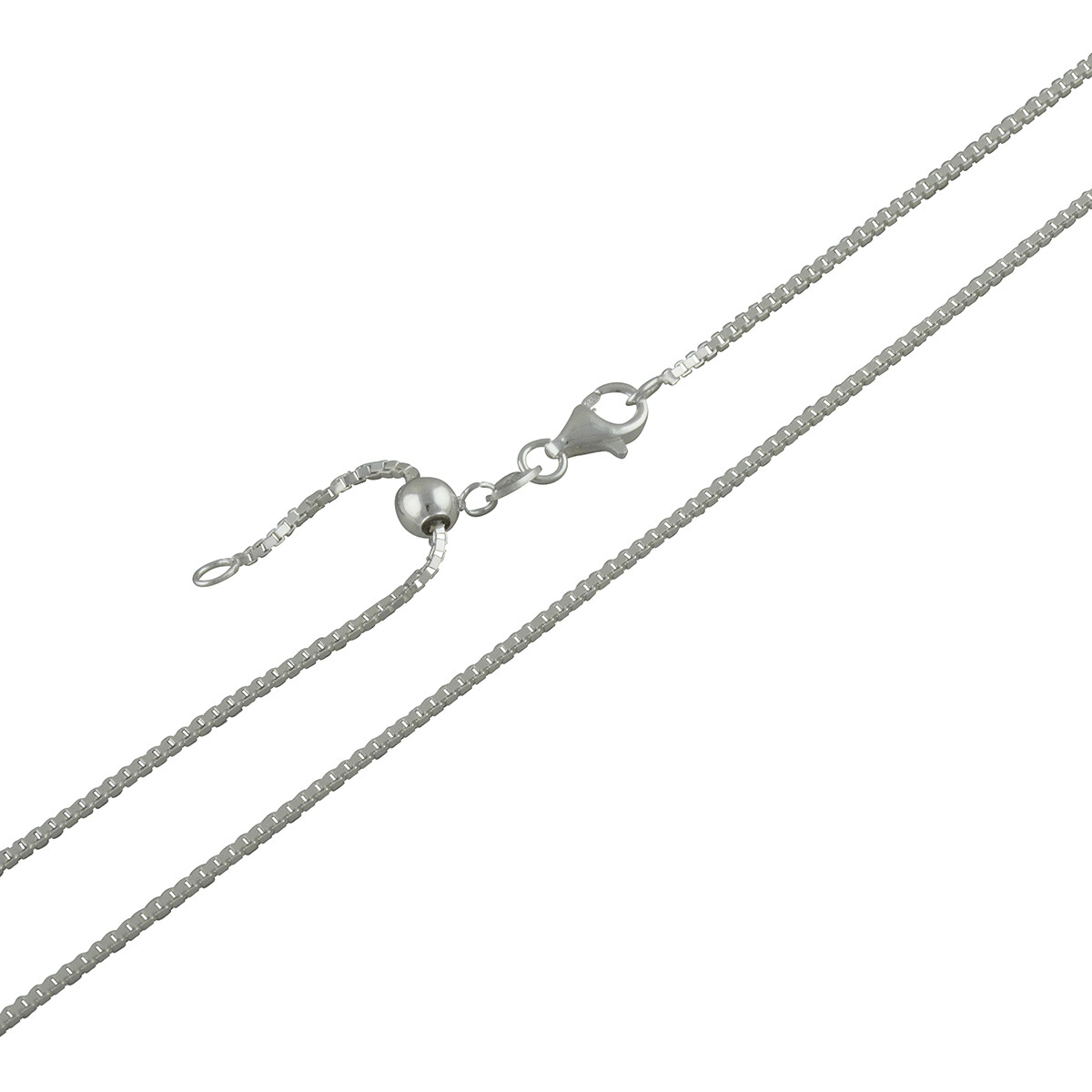 Adjustable 1.2mm Box Chain Necklace, Adjusts up to 24″ – 925 Sterling Silver