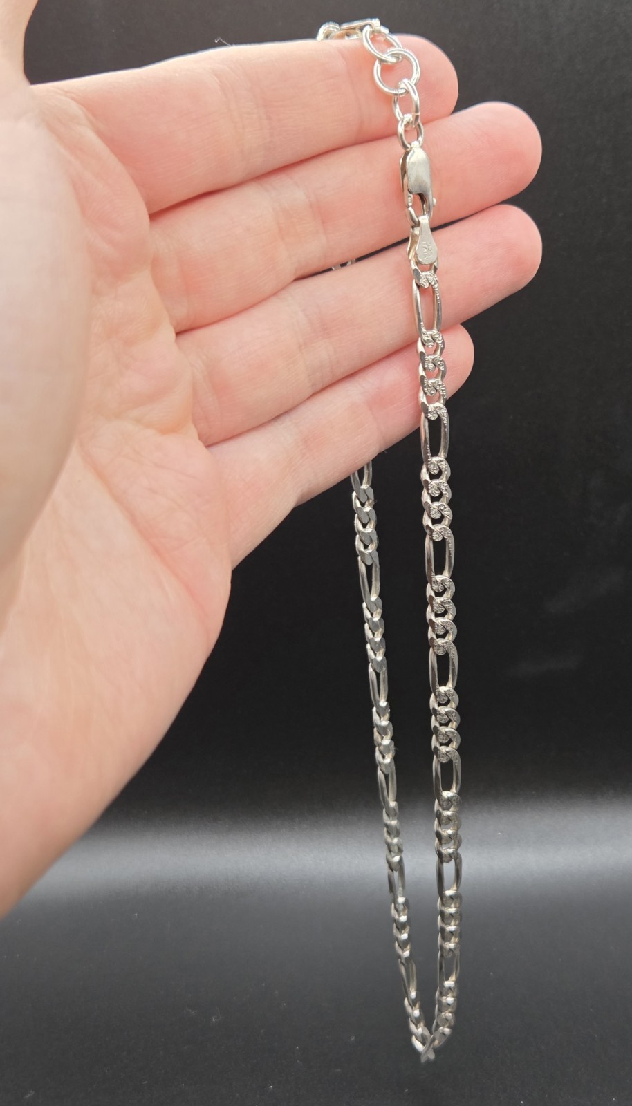 925 Italy Sterling Silver Figaro Chain Link Necklace 16.5″